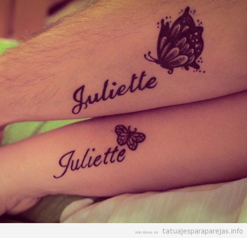 Diseño y caligrafía de tatuajes en pareja con nombres 11