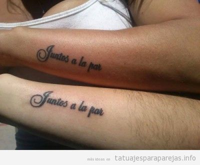 Featured image of post Tatuajes De Frases Para Parejas Enamoradas Al estar juntos es posible leer la frase entera