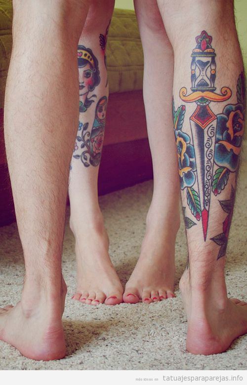 Tatuajes para parejas old school espadas 2